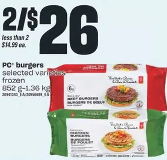 Independent Grocer PC Burgers offer