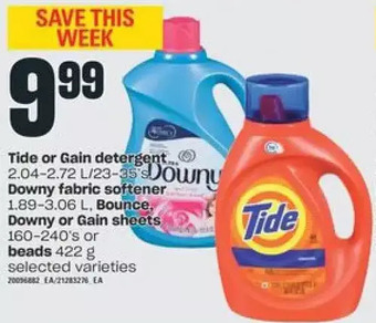 Independent Grocer Tide or Gain Detergent | Downy Fabric Softener, Bounce, Downy or Gain Sheets or Beads offer
