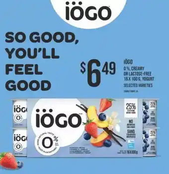 Independent Grocer Iogo, Creamy or Lactose-Free Yogurt offer