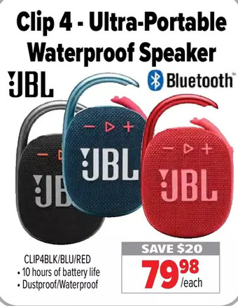 2001 Audio Video Jbl Clip 4- Ultra-Portable Waterproof Speaker offer