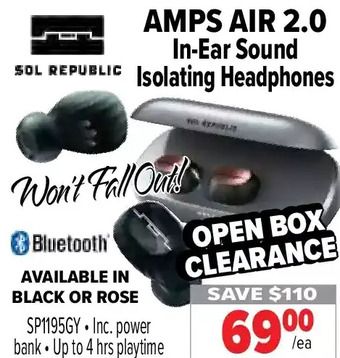 2001 Audio Video Amps Air 2.0 in-Ear Sound Isolating Headphones offer