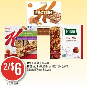 Shoppers Drug Mart Kashi Whole Grain, Special K Nourish or Protein Bars offer