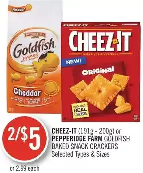 Shoppers Drug Mart Cheez-It or Pepperidge Farm Goldfish Baked Snack Crackers offer