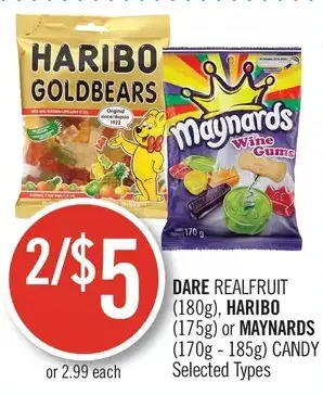 Shoppers Drug Mart Dare Realfruit, Haribo or Maynards Candy offer
