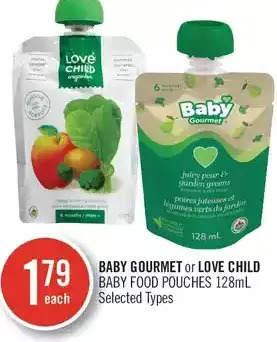 Shoppers Drug Mart Baby Gourmet or Love Child Baby Food Pouches offer
