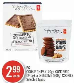 Shoppers Drug Mart PC Cookie Chips, Concerto or Digestive Cookies offer