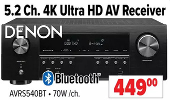 2001 Audio Video Denon 5.2 Ch. 4K Ultra HD Av Receiver offer