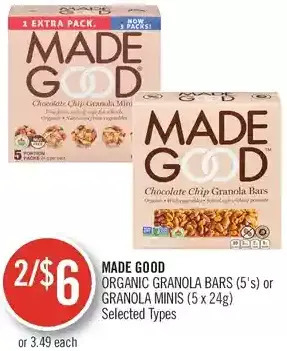 Shoppers Drug Mart Made Good Organic Granola Bars or Granola Minis offer
