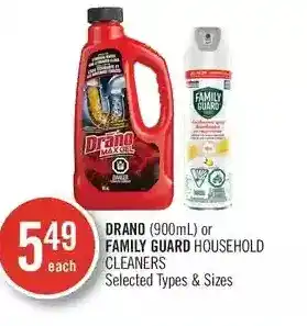 Shoppers Drug Mart Drano or Family Guard Household Cleaners offer