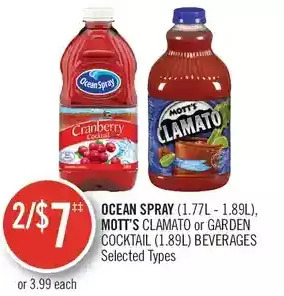 Shoppers Drug Mart Ocean Spray, Mott's Clamato or Garden Cocktail Beverages offer