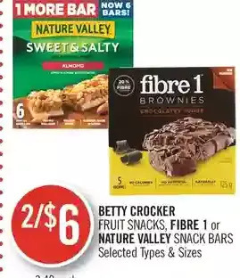 Shoppers Drug Mart Betty Crocker Fruit Snacks, Fibre 1 or Nature Valley Snack Bars offer