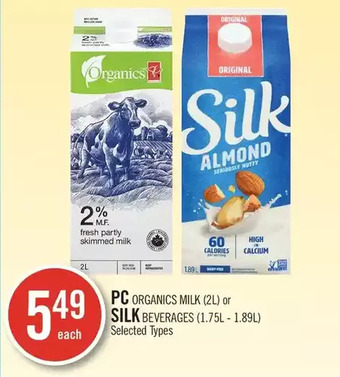 Shoppers Drug Mart PC Organics Milk or Silk Beverages offer