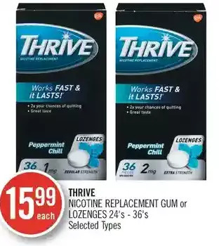 Shoppers Drug Mart Thrive Nicotine Replacement Gum or Lozenges offer