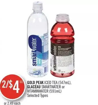Shoppers Drug Mart Gold Peak Iced Tea, Glacéau Smartwater or Vitaminwater offer