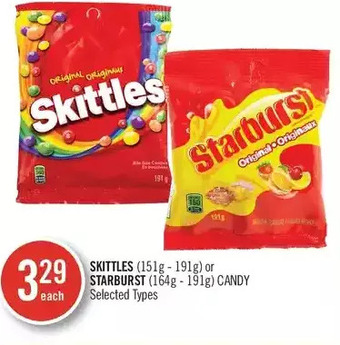 Shoppers Drug Mart Skittles or Starburst Candy offer