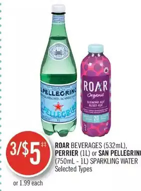 Shoppers Drug Mart Roar Beverages, Perrier or San Pellegrino Sparkling Water offer