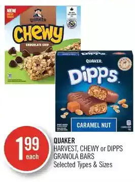 Shoppers Drug Mart Quaker Harvest, Chewy or Dipps Granola Bars offer