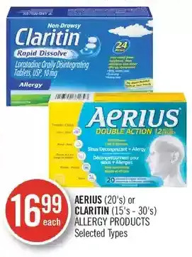 Shoppers Drug Mart Aerius or Claritin Allergy Products offer