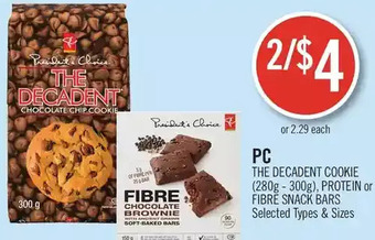 Shoppers Drug Mart PC the Decadent Cookie, Protein or Fibre Snack Bars offer