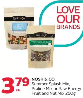 Rexall Nosh & Co. Summer Splash Mix, Praline Mix or Raw Energy Fruit and Nut Mix offer