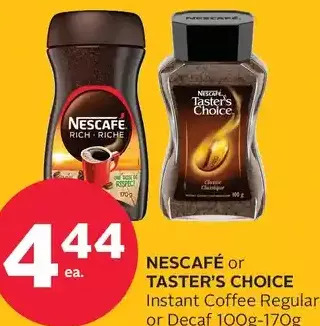 Rexall Nescafé or Taster's Choice Instant Coffee Regular or Decaf offer