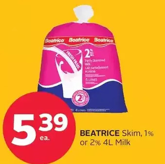 Rexall Beatrice Skim, 1% or 2% 4L Milk offer