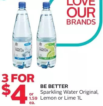 Rexall Be Better Sparkling Water Original, Lemon or Lime offer