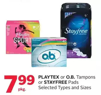 Rexall Playtex or O.B. Tampons or Stayfree Pads offer