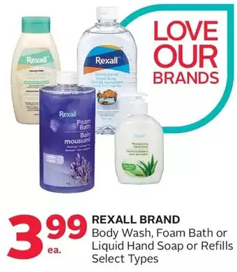 Rexall Rexall Brand Body Wash, Foam Bath or Liquid Hand Soap or Refills offer