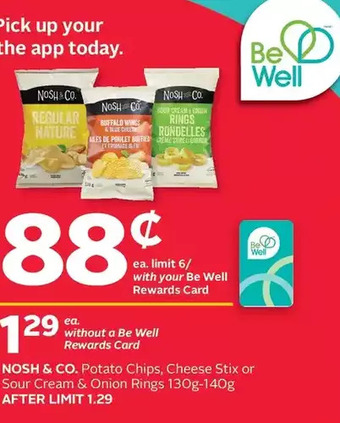 Rexall Nosh & Co. Potato Chips, Cheese Stix or Sour Cream & Onion Rings offer
