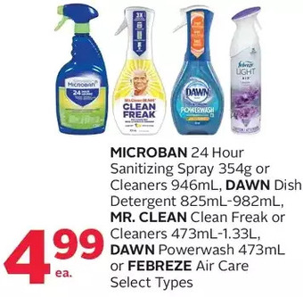 Rexall Microban 24 Hour Sanitizing Spray or Cleaners, Dawn Dish Detergent, Mr. Clean Clean Freak or Cleaners, Dawn Powerwash or Febr offer