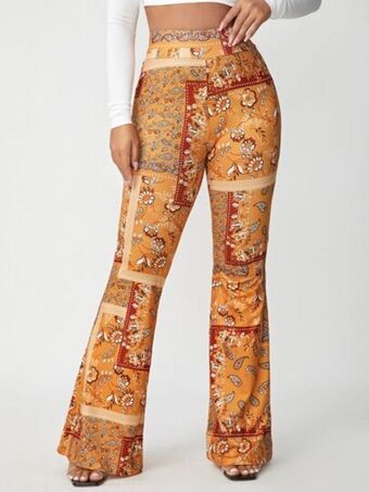 SheIn Shein sxy scarf print flare leg pants offer