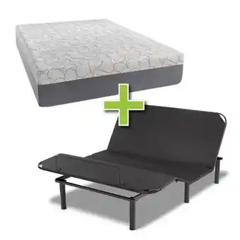 Aaron's 14" medium tight top gel memory foam queen mattress w/ adjustable base & mattress protector offer