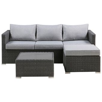 Best Buy Deckster 3-piece patio conversation set - grey brown wicker/beige cushions offer