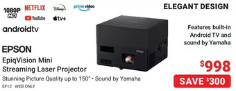 Visions Electronics Epson EpiqVision Mini Streaming Laser Projector offer
