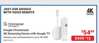 Visions Electronics Google Chromecast 4K Streaming Device with Google TV offer