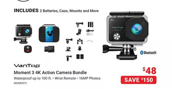 Visions Electronics Vantop Moment 3 4K Action Camera Bundle offer