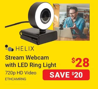 Visions Electronics Helix Stream Webcam with LED Ring Light offer