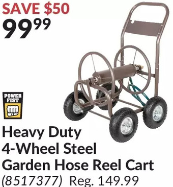 Princess Auto Power Fist Heavy Duty 4-Wheel Steel Garden Hose Reel Cart offer