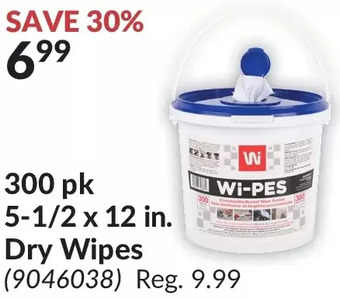 Princess Auto 300 pk 5-1/2 x 12 in. Dry Wipes offer