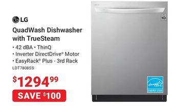 Visions Electronics LG QuadWash Dishwasher with TrueSteam offer