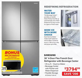 Visions Electronics Samsung 36" 4-Door Flex French Door Refrigerator with Beverage Center offer