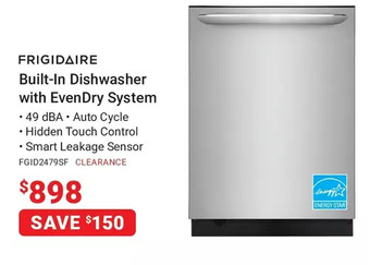 Visions Electronics Frigidaire Built-in Dishwasher with EvenDry System offer
