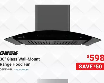 Visions Electronics Onex 30" Glass Wall-Mount Range Hood Fan offer