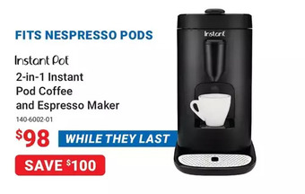 Visions Electronics Instant Pot 2-in-1 Instant Pod Coffee and Espresso Maker offer