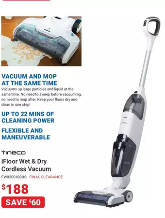 Visions Electronics Tineco Ifloor Wet & Dry Cordless Vacuum offer