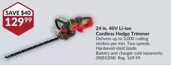Princess Auto Henx 24 in. 40V Li-Ion Cordless Hedge Trimmer offer