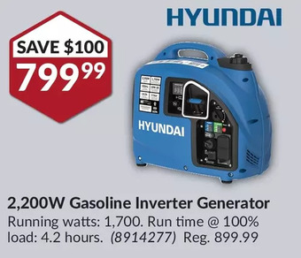 Princess Auto Hyundai 2,200W Gasoline Inverter Generator offer