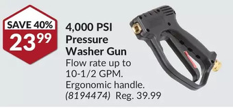 Princess Auto 4,000 PSI Pressure Washer Gun offer