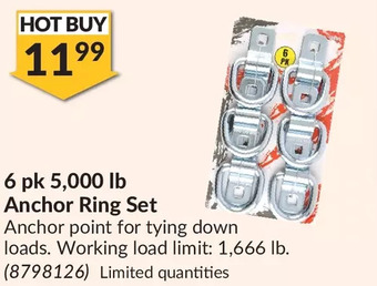 Princess Auto 6 pk 5,000 lb Anchor Ring Set offer